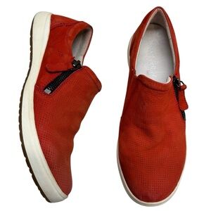 Josef Seibel Caren 22 Red Suede Nubuck Perforated slip on sneakers shoes EU 37